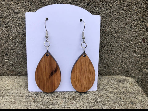 Reclaimed Kentucky Bourbon Barrel Drop Earrings